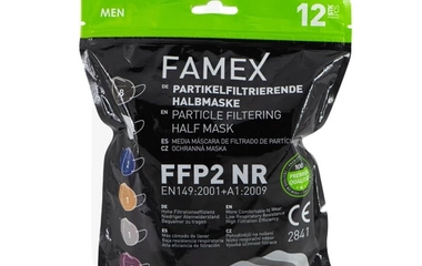 Respirator ffp2 famex, în 12 culori pentru bărbați, set (12 buc)
